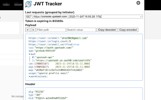 JWT Tracker Extension