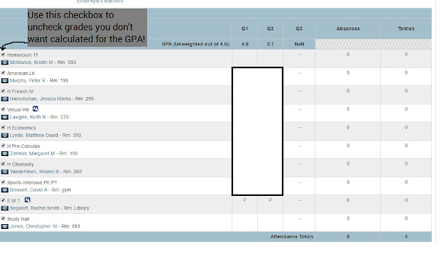 PowerSchool Grade Calculator chrome extension