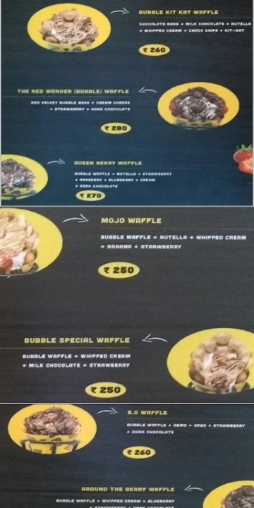 Belgian Waffle Factory menu 