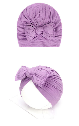 Title 1, Pleated Baby Hat Bow Solid Color Pullover India...