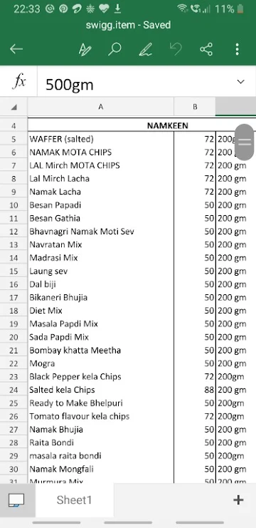 Sita Ram Pethe Wala menu 