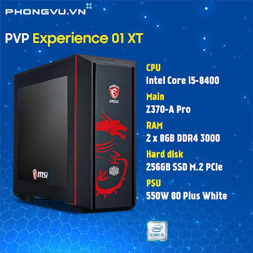 PC Phong Vũ PVP Experience 01 XT (i5 8400/256GB SSD/16GB (2x8GB)/550W) - Hàng trưng bày