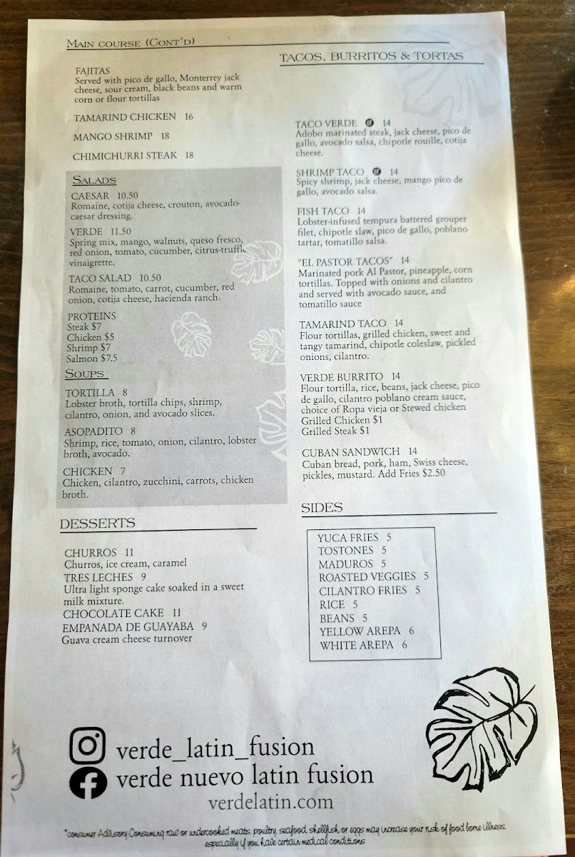 Menu back