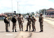 SANDF soldiers receiving instruction from the commander on preparetions for Armed Forces Day commencing tomorrow.