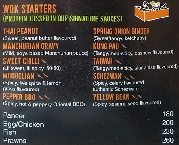 The Quick Wok menu 