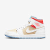 womens air jordan 1 mid se sesame / flash crimson / psychic blue / white