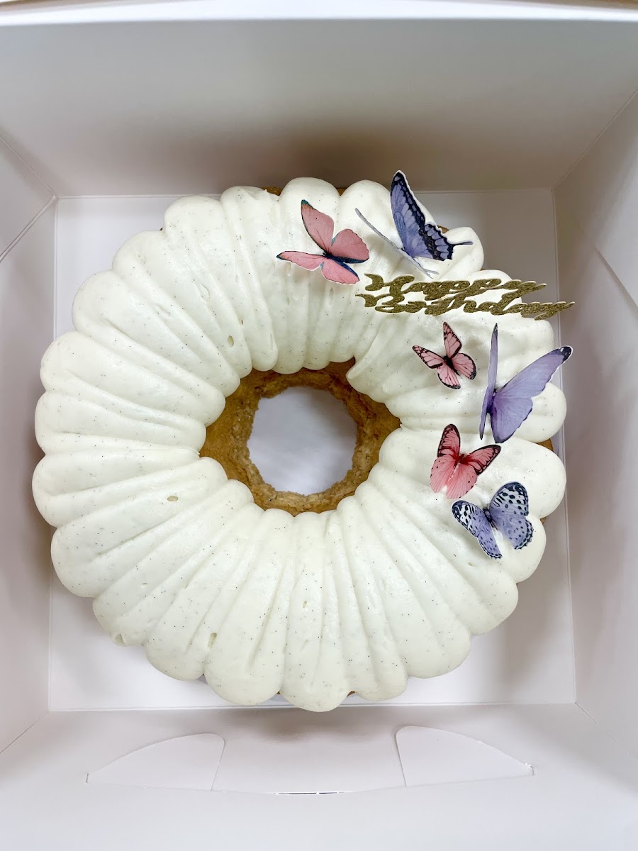 Cream Cheese Vanilla Bean Pound Cake with Almond Buttercream