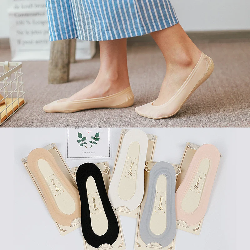 Chaussettes bateau sans couture en soie glacée pour femmes, à bouche peu profonde, respirantes, confortables et invisibles pour l'été.