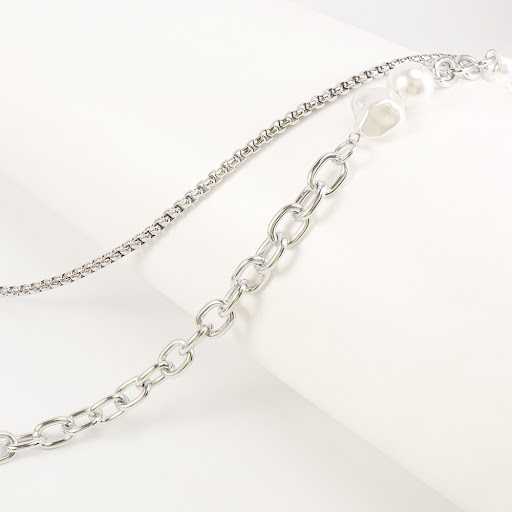 Title 13, New Silver Double-layer Trouser Chain, Pearl-Em...