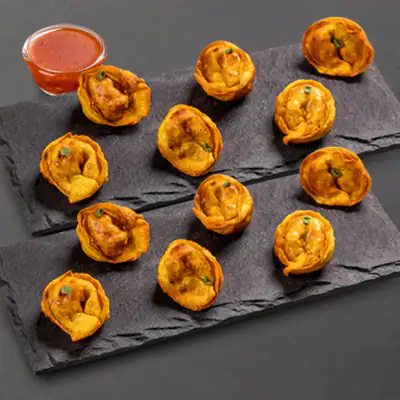 Fried Veg Corn N' Cheese Momos With Momo Chutney - 12 Pcs