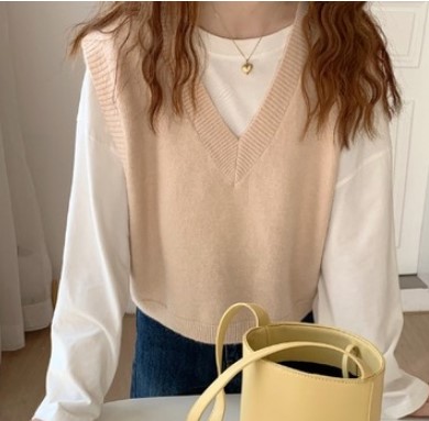 Title 3, V Neck Knitted Vest Sweater Sleeveless Women Ca...