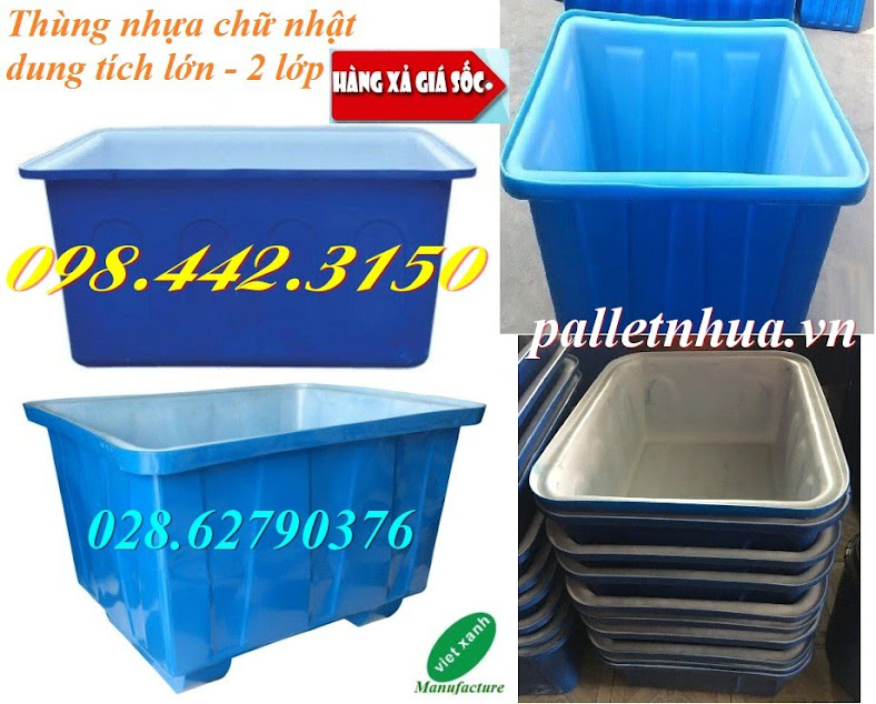 Thùng nhựa chữ nhật 2 lớp