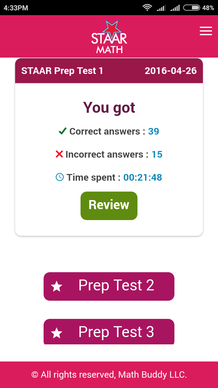 Prep Test STAAR Math - Grade 3 Screen 1