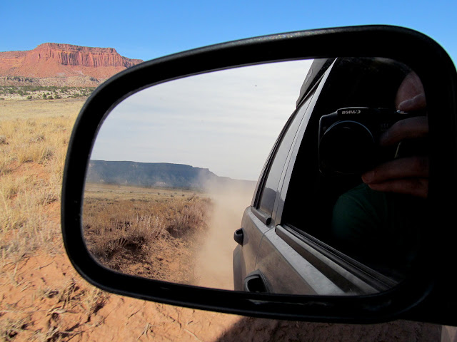 Dust cloud chasing the Jeep