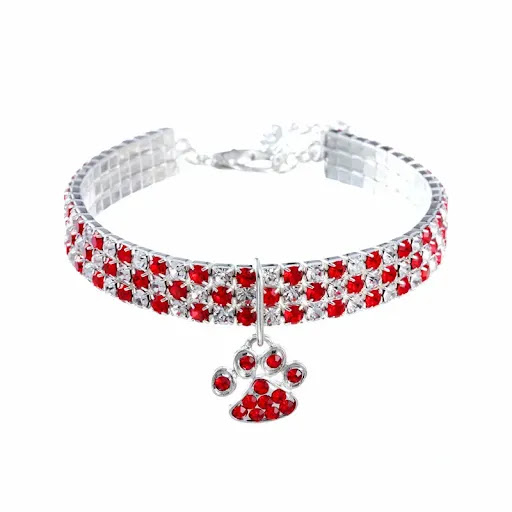 Title 8, Diamond mixed color stretch cat and dog necklac...