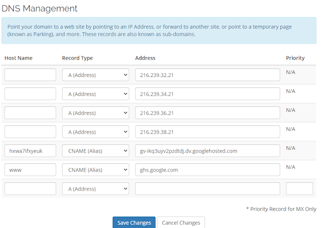 Connecting custom domain to blogger