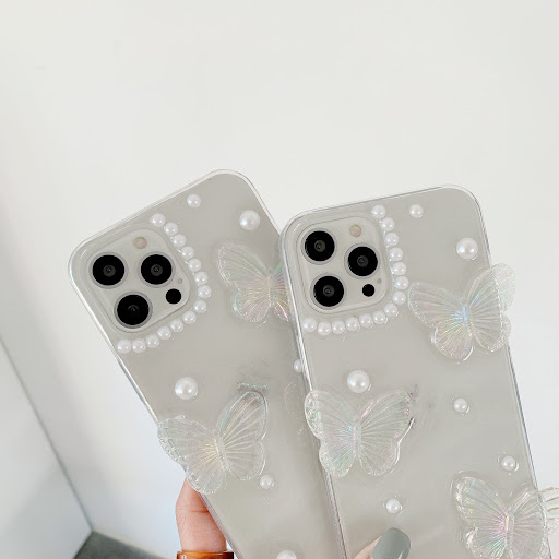 Title 1, Laser Butterfly Pearl Plastic Phone Case, styli...