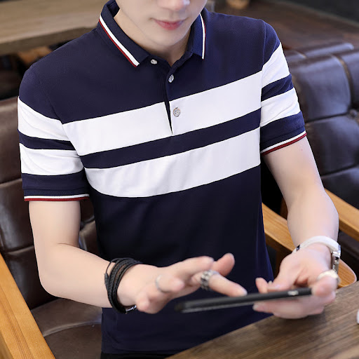 Title 5, Summer Striped Mens Polos