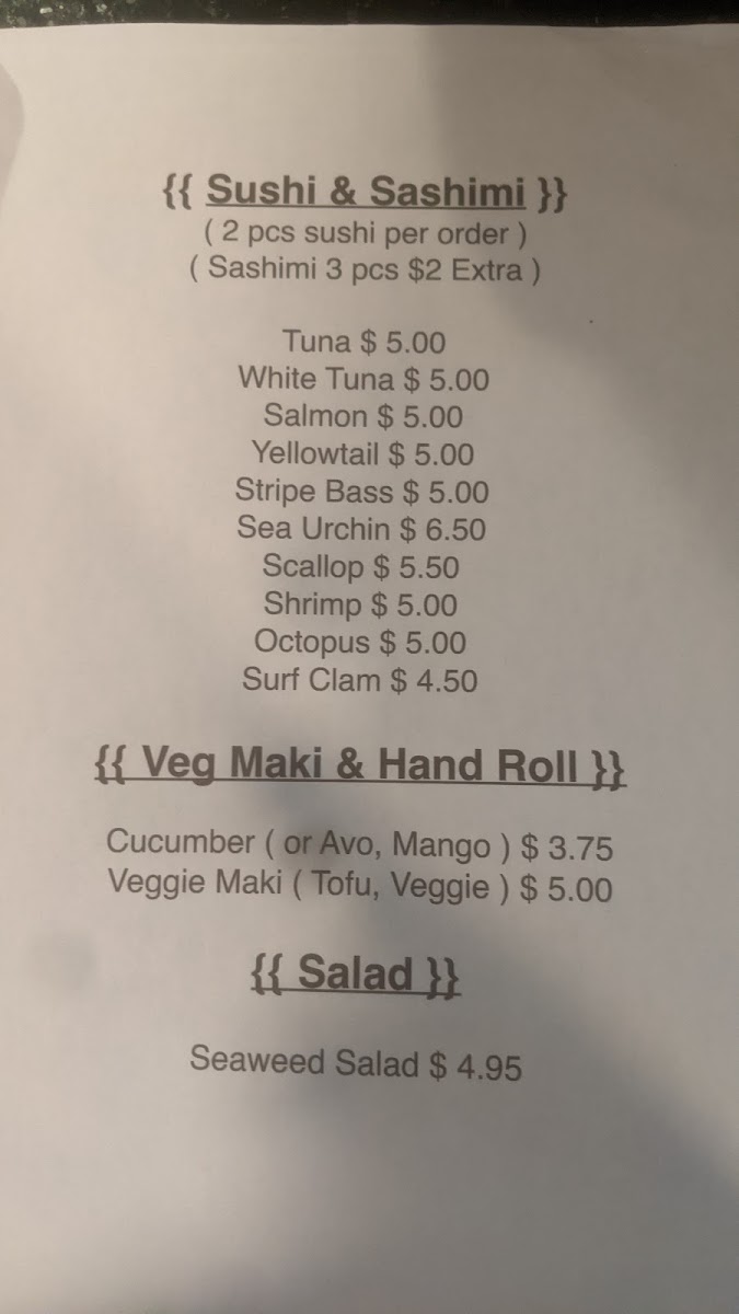 Yang Ming II gluten-free menu