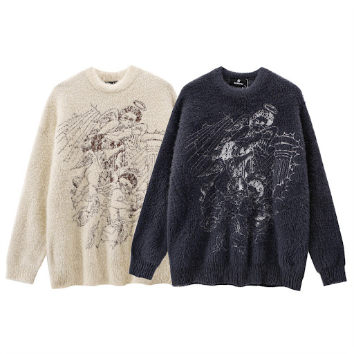 Title 2, Design Sense Idle Style Loose Mink Fur Furry Sw...