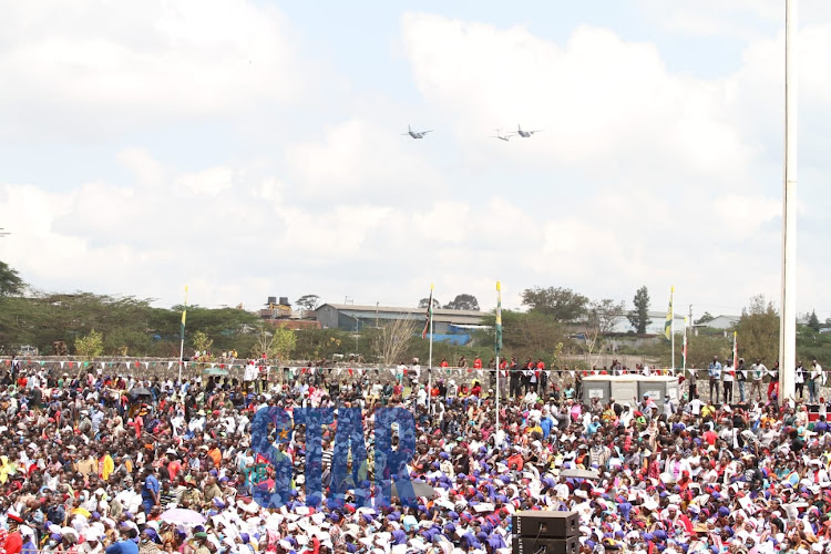 Spectacular military air show by the Kenya Airforce during the celebrations at Uhuru Gardens. ENOS TECHE