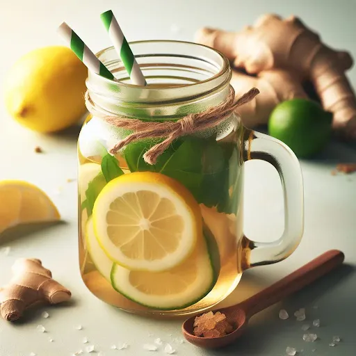 Hot Ginger Lemon Green Tea [450 Ml, Mason Jar]