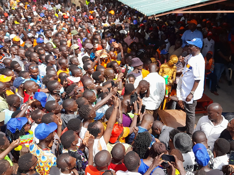 ODM Party Leader Raila Odinga addresses residents of Lodwar on Sunday