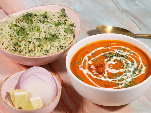 Butter Chicken [300 Ml] With Jeera Rice [450 Ml] And Salad