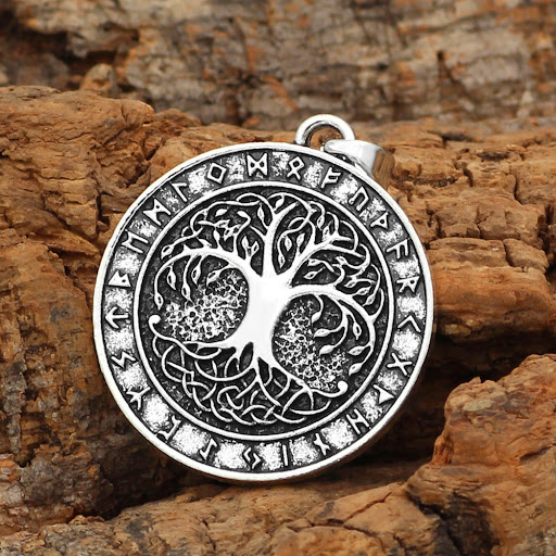 Title 4, Nordic Viking Rune Tree Of Life Pendant Necklac...