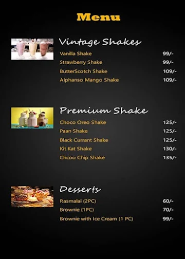 The Desserted Cafe & Ice Cream Parlour menu 