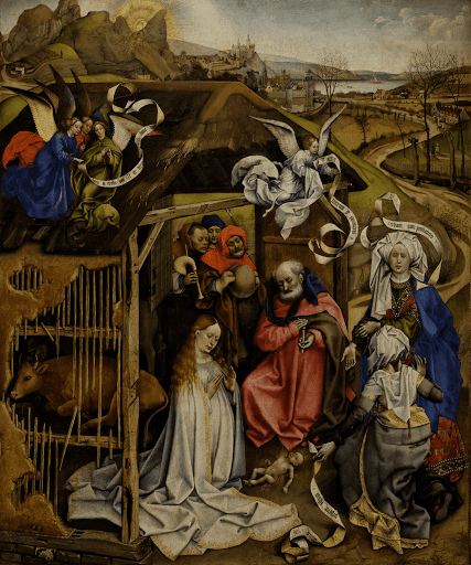 La Nativité, (1420),  huile sur bois, 87 × 70 cm,  musée des beaux-arts de Dijon,  Dijon.