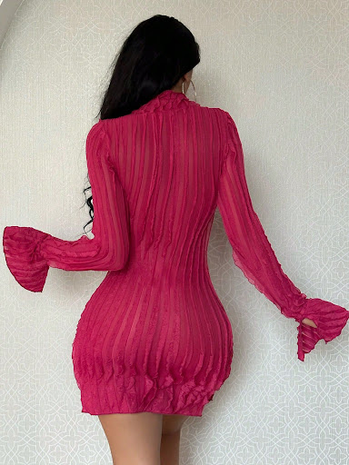Title 8, Cuff Slits Old Pure Color Dress