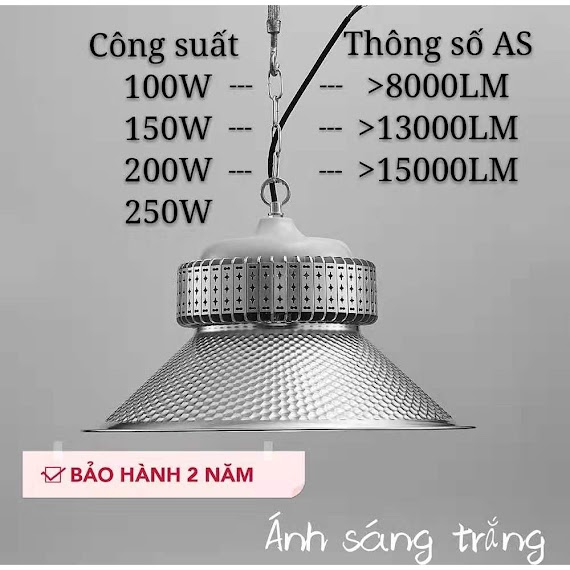 Đèn Led Pha Xưởng Công Nghiệp Ánh Sáng Nhà Máy Đèn Chùm Chiếu Sáng Kho Trần Công Suất 100W - 150W - 200W - 250W Siêu Sáng