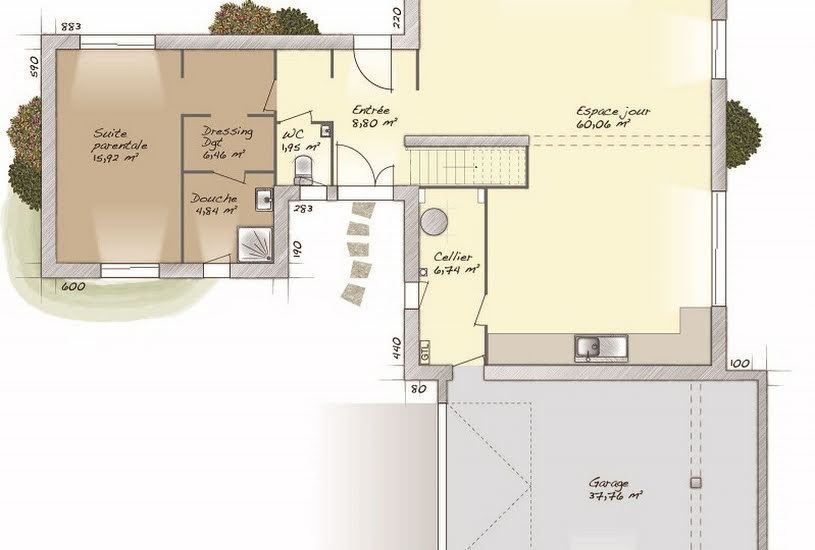  Vente Terrain + Maison - Terrain : 1 000m² - Maison : 170m² à Fresne-le-Plan (76520) 