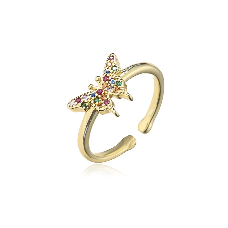 Eenvoudige en mooie kleine vlinder ring, verguld koper, goudkleurig en kleurvast, perfect voor een subtiele, langdurige look.