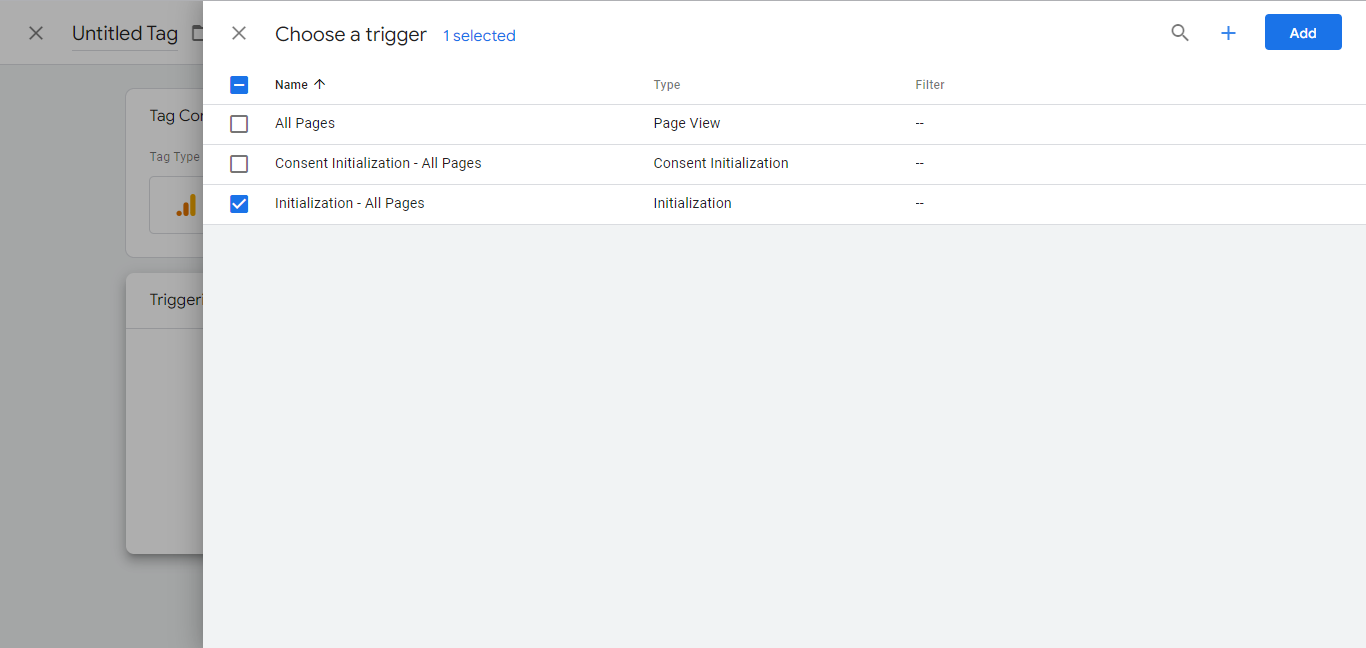 Choose a trigger in Google Tag Manager