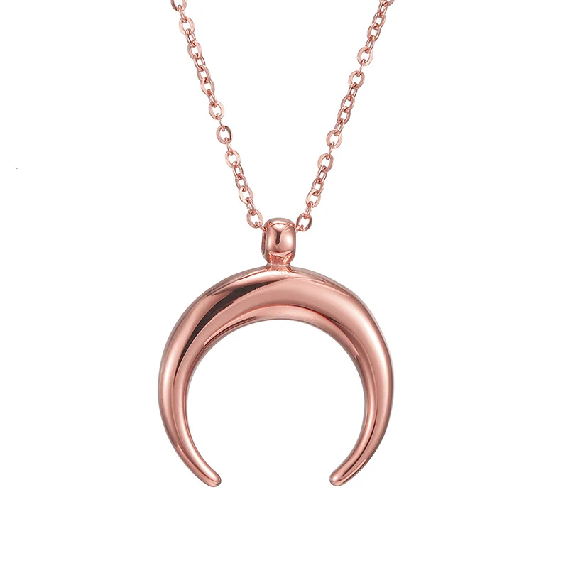 Title 6, Collier pendentif lune et corne en acier inoxyd...