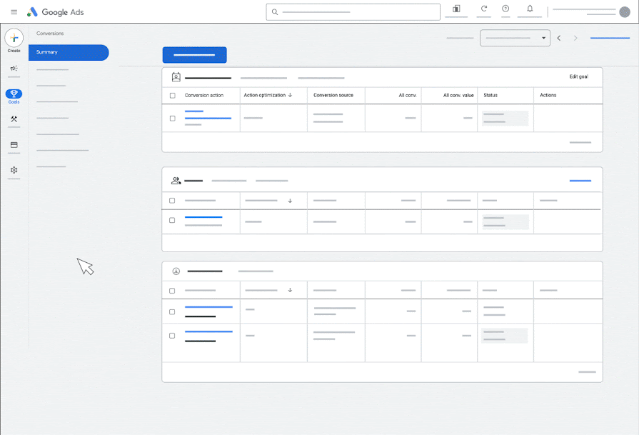 Updating conversion action UI screen