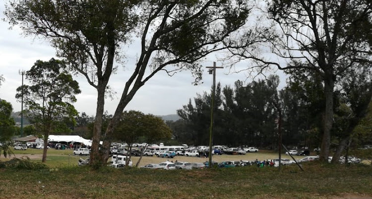 The scene at Mandene Park sports field in the Manor Gardens where the funeral of slain Durban tow truck boss Nkosi Makhaye was held on Thursday.