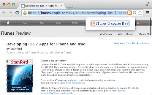 RSS links for iTunes U courses