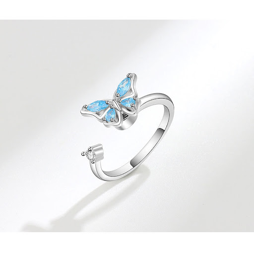 Title 10, S925 Sterling Silver Butterfly Spinning Ring Wo...
