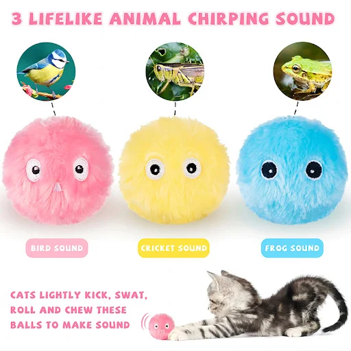 Smart Cat Toys Interactive Ball Plush Electric Catnip Training Toy Kitten Touch Sounding Pet Product Squeak Toy Ball