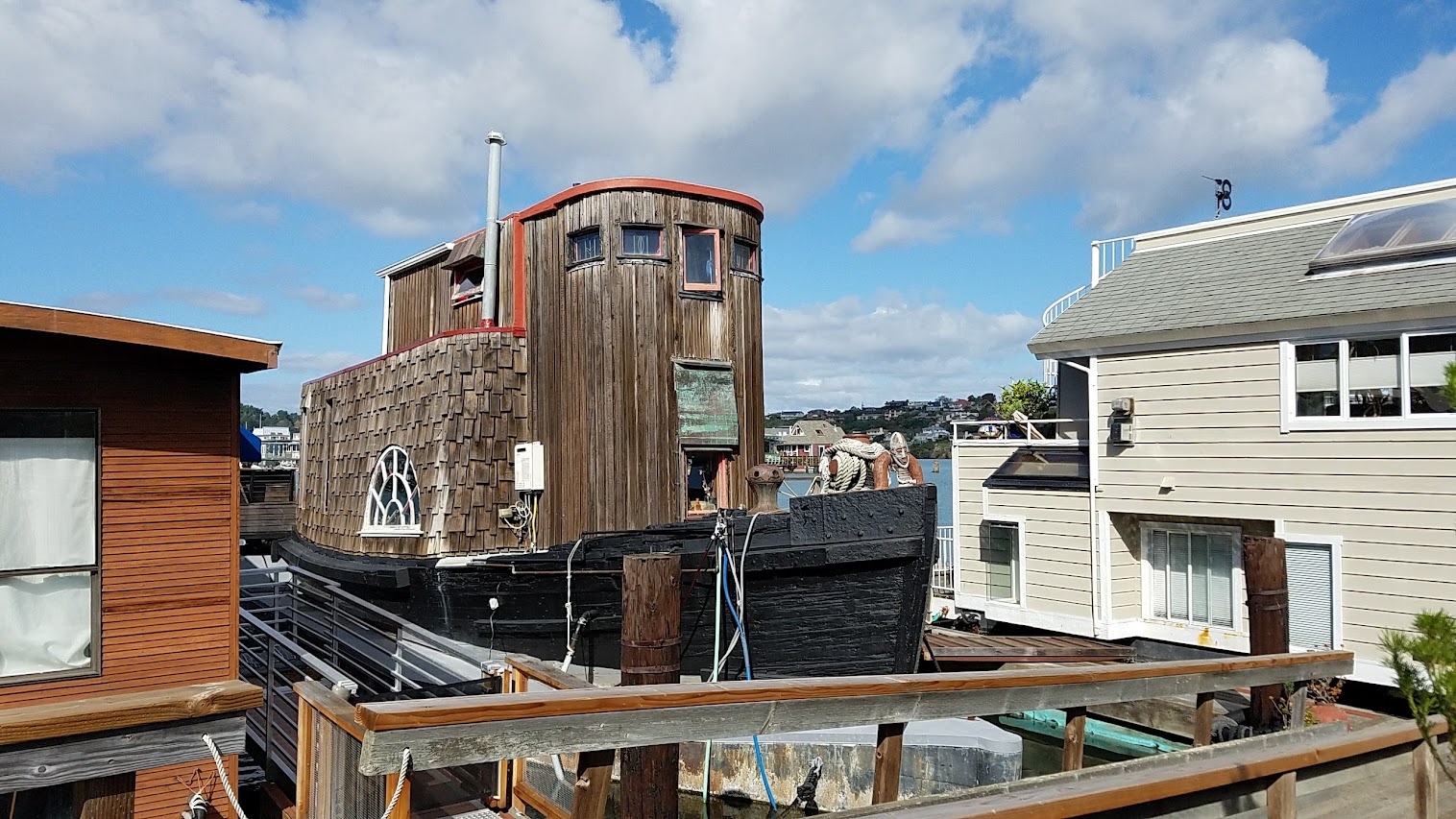 Floating Homes of Sausalito. There are multiple piers where neighborhoods of floating homes are docked in Sausalito, just 30 minutes north of San Francisco, and the one I visited were the docks at Waldo Point Harbor.