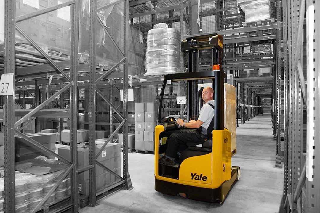 Reach truck  are commonly used in space and multi-shelf warehouses.