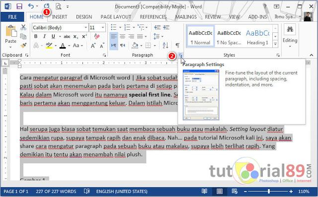 Cara mengatur paragraf di Microsoft word