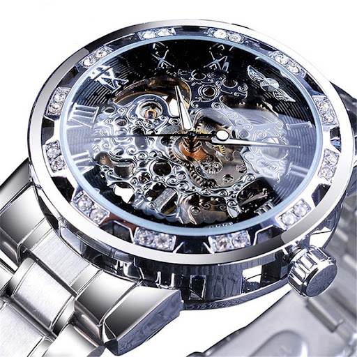 Title 2, Classic popular hollow rhinestone mechanical wa...