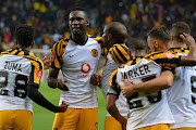 Erick Mathoho of Kaizer Chiefs celebrates a goal with team mates during the Absa Premiership match between Cape Town City FC and Kaizer Chiefs at Newlands Stadium on August 27, 2019 in Cape Town, South Africa. 