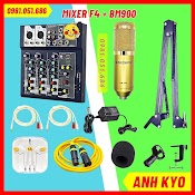 Bộ Mic Thu Âm Bm900 Mixer F4 Bluetooth Âm Thanh Sống Động, Tùy Chỉnh Độ Vang Hỗ Trợ Lắp Đặt