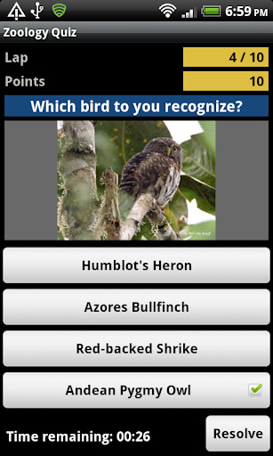 Screenshot Zoology Quiz - name the animal