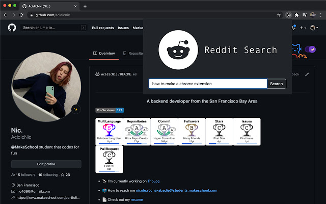 Reddit Search chrome extension